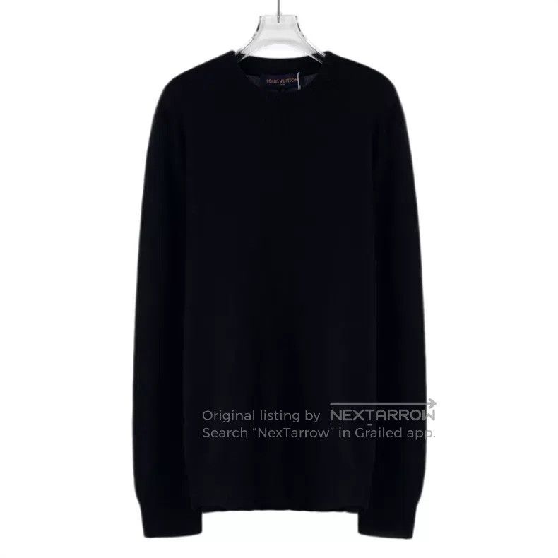 Louis Vuitton Louis Vuitton Black Back Full Print Cashmere Crew Neck Lon Size US L / EU 52-54 / 3 - 1 Thumbnail