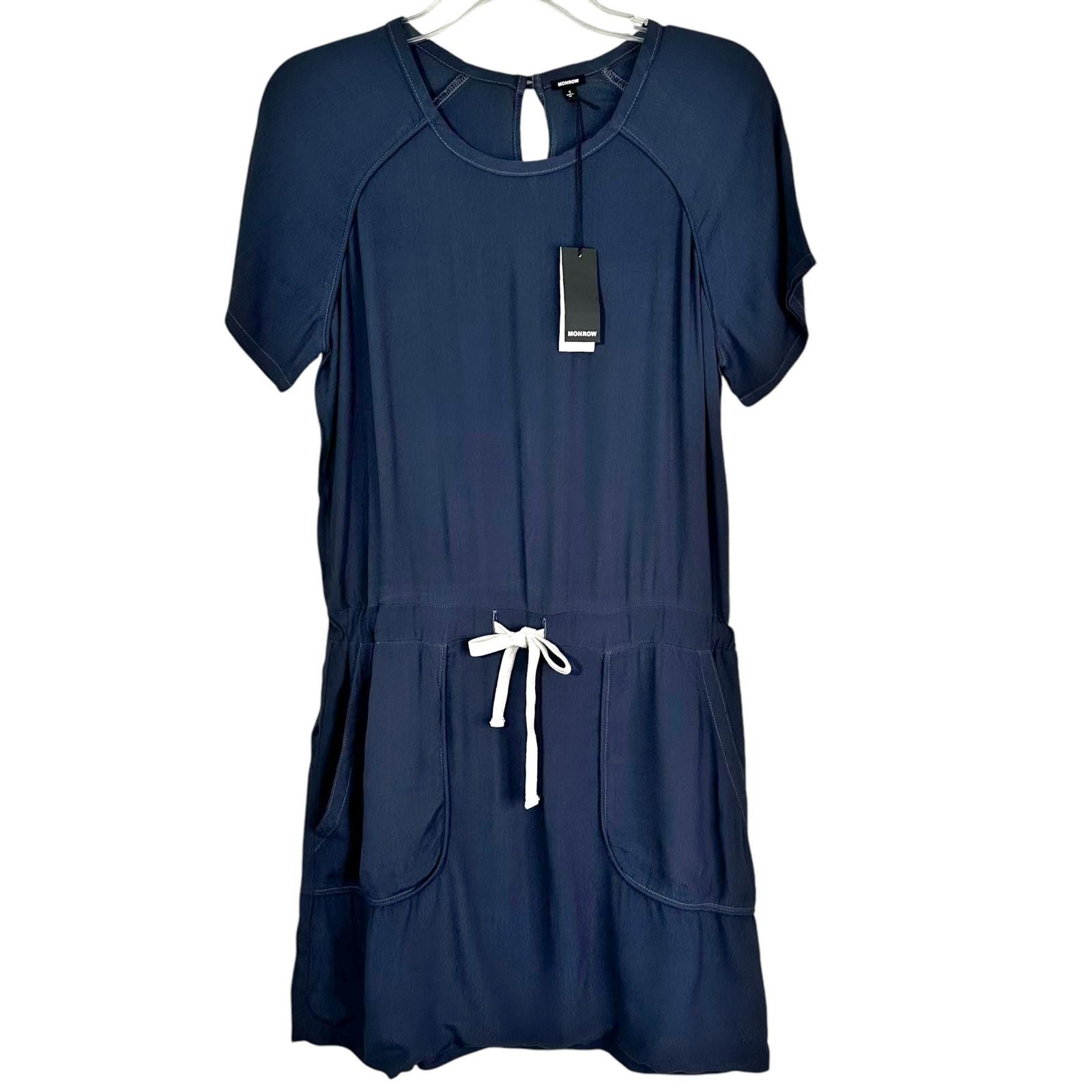 NWT Monrow Utility Shift Dress Blue Knee Length Women's S