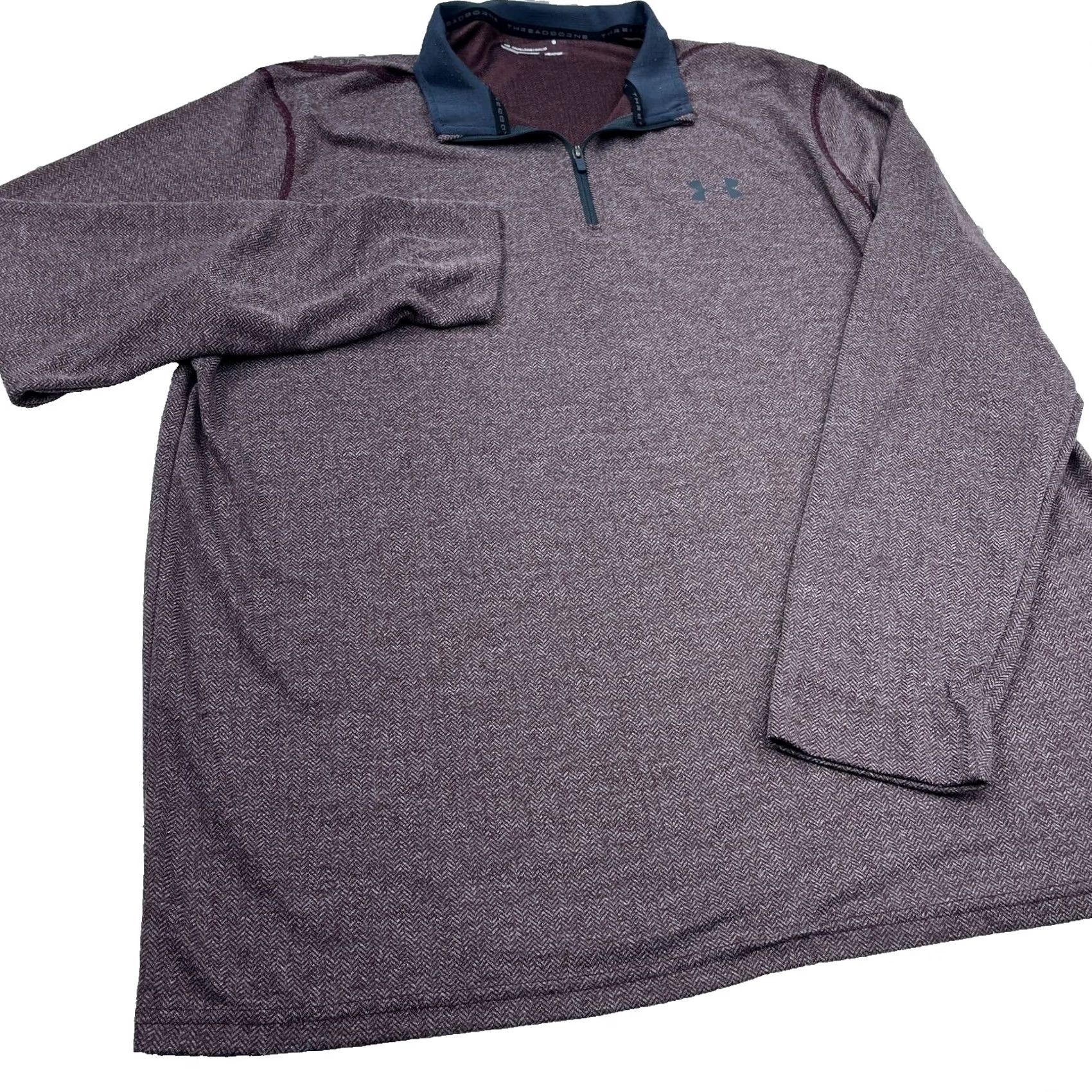 Under Armour Under armour Shirt Mens XL Red Men Maroon Pullover Quarter Zio Herringbone Threadborne Size US XL / EU 56 / 4 - 2 Thumbnail