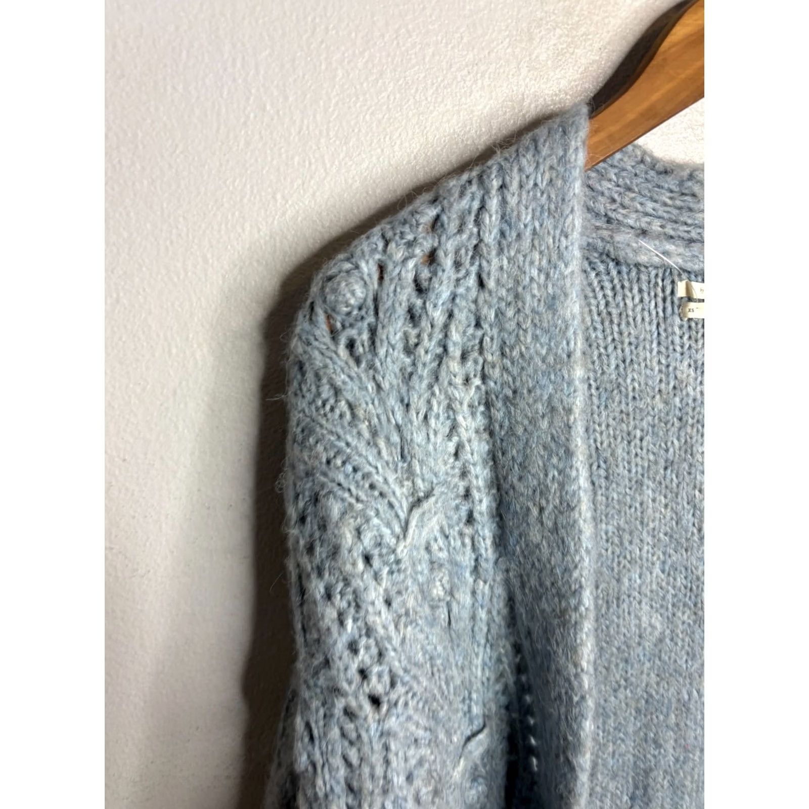 Anthropologie Anthropologie Cardigan Knit Open Trench Crochet Blue XS Womens Casual Open Front Knit Petite? No, keep as XS. Size XS / US 0-2 / IT 36-38 - 2 Thumbnail
