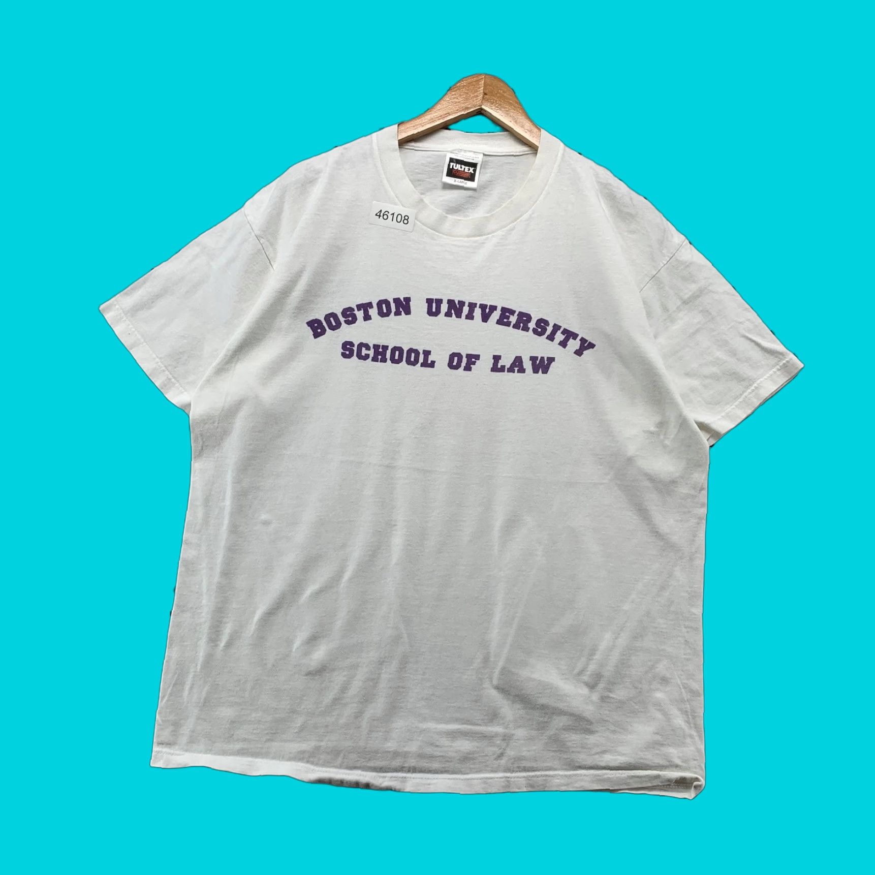 VINTAGE Boston University Shirt Mens XL White School Of Law Tultex Sui Generis