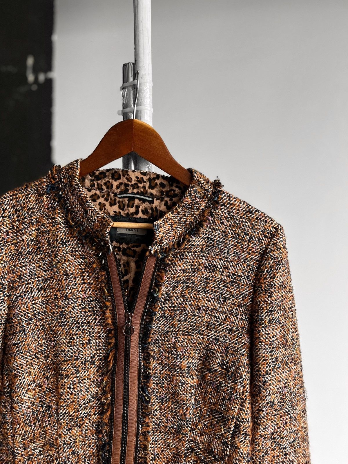 Designer Riani Womens Premium Tweed Full Zip Blazer Jacket LS Size S / US 4 / IT 40 - 2 Thumbnail