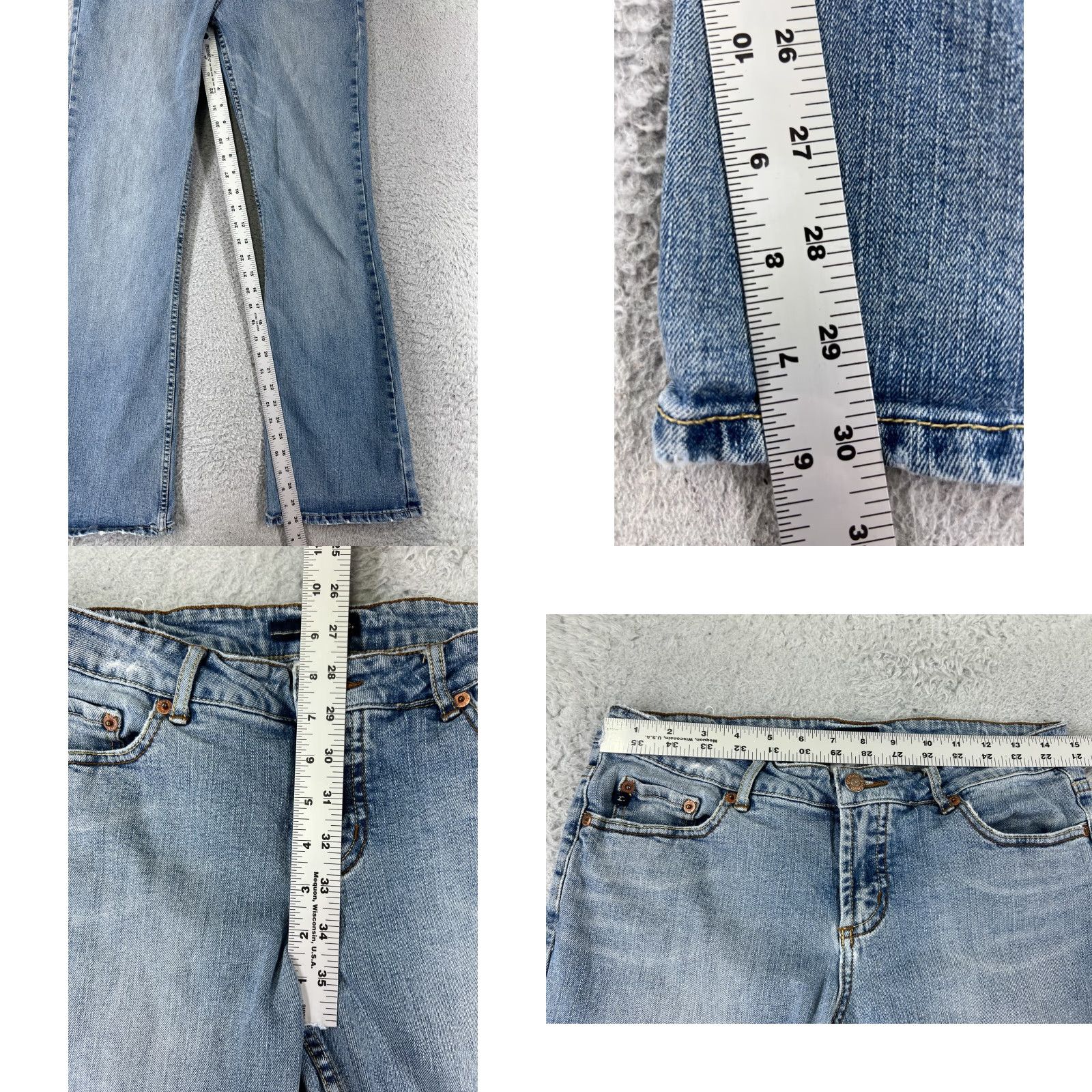 Vintage Refuge Women's Flared Jeans Pants 28x30 Low Rise Blue Denim Cotton Blend Stretch Vintage Style Size 30" / US 8 / IT 44 - 8 Thumbnail