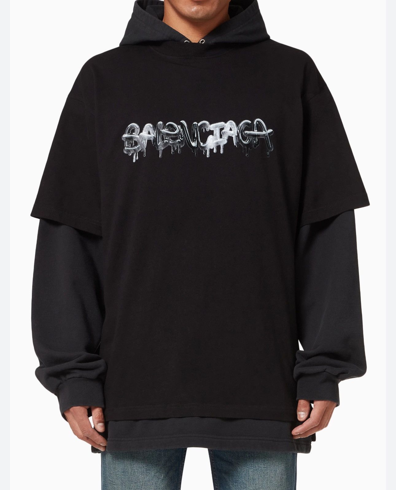 Balenciaga BALENCIAGA SLIME LOGO LAYERED HOODIE Size US L / EU 52-54 / 3 - 2 Thumbnail