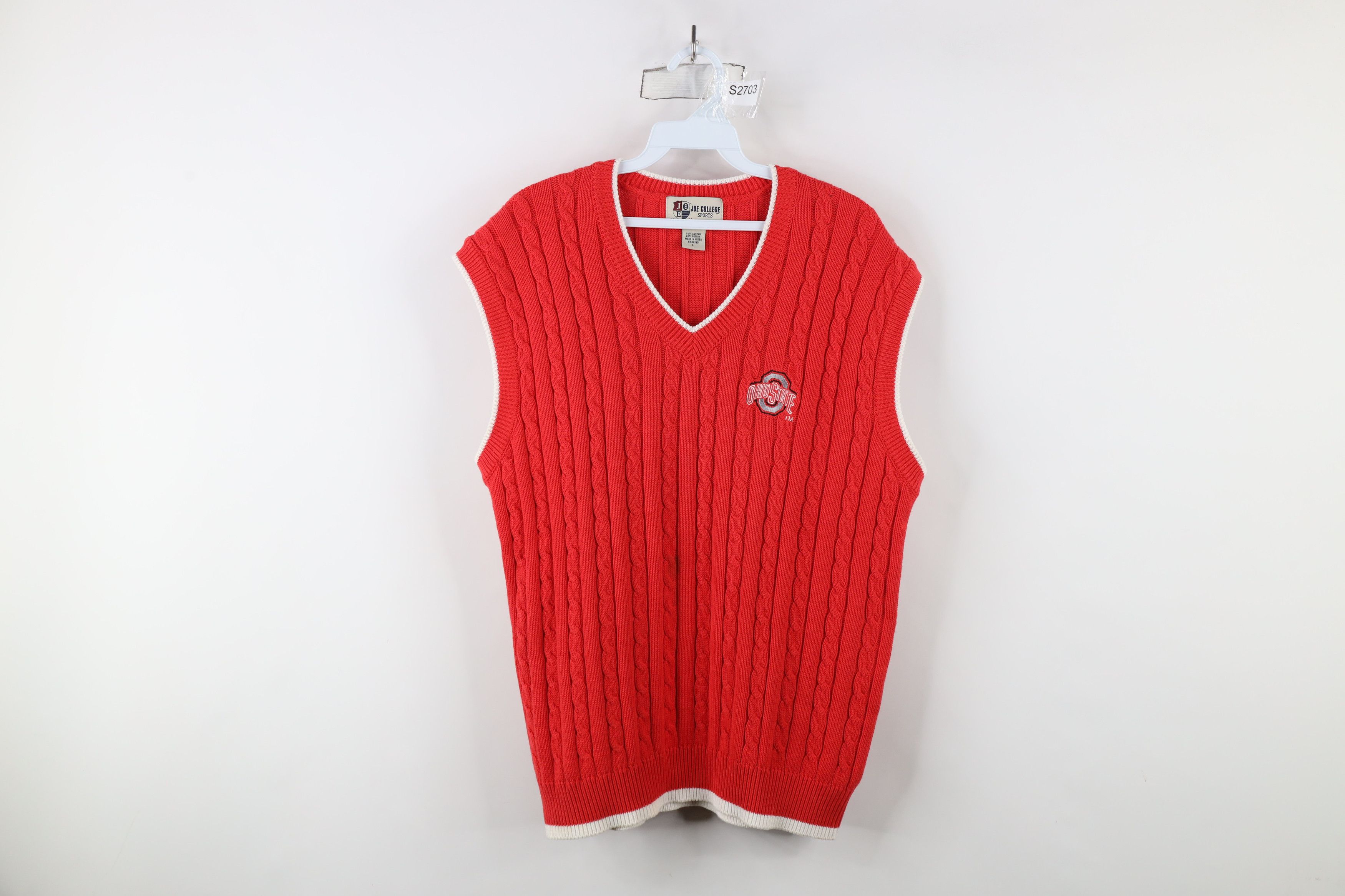 Vintage Vintage 90s Ohio State University Cable Knit Sweater Vest Size US L / EU 52-54 / 3 - 1 Thumbnail