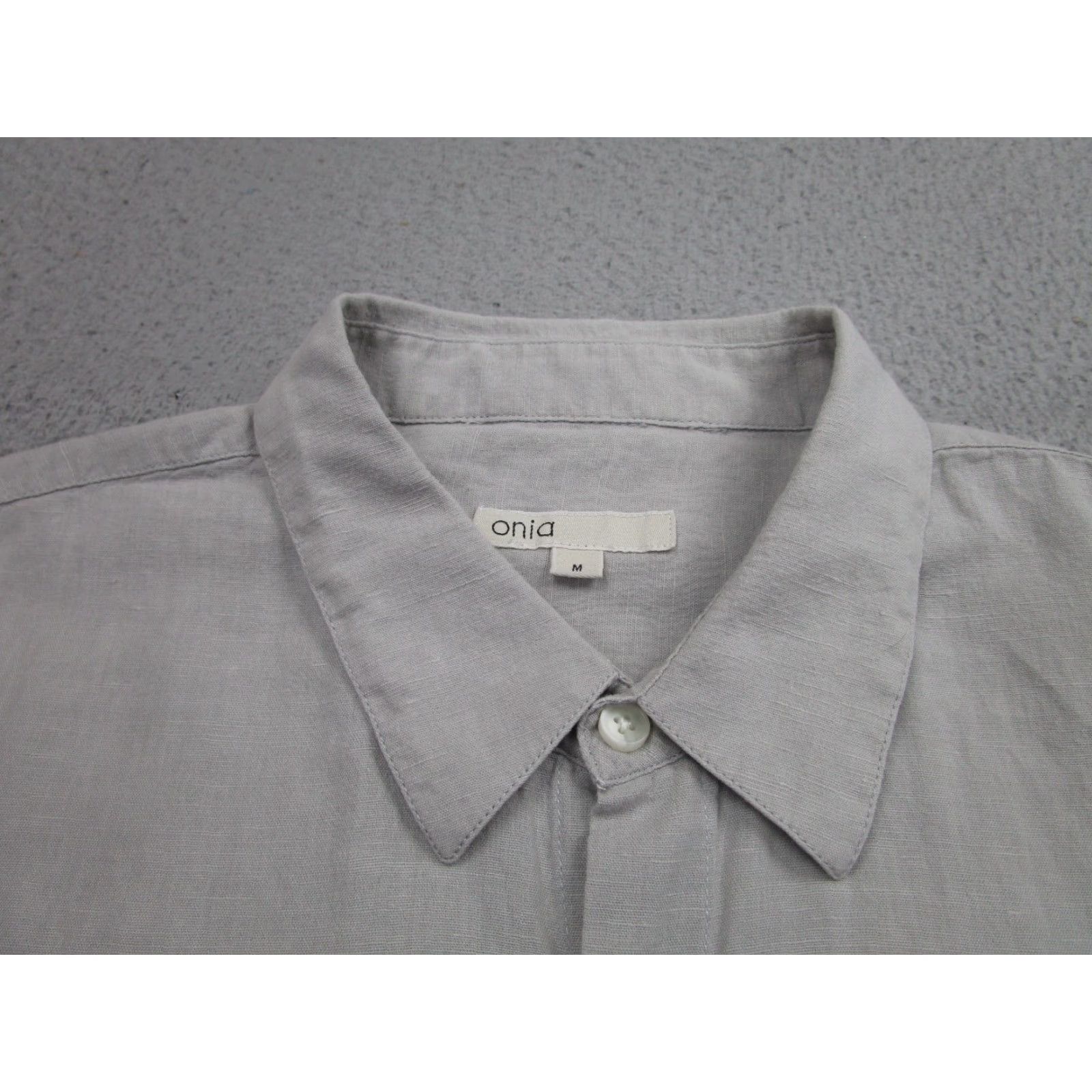 Onia ONIA Shirt Men Medium Gray Linen Blend Button Long Sleeve Chambray Casual Shirt Size US M / EU 48-50 / 2 - 5 Thumbnail