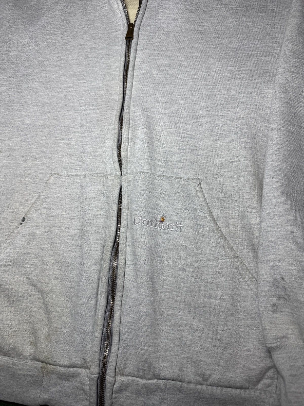 Carhartt Vintage 90s Carhartt Thermal Lined XL Gray Full Zip Hoodie Size US XL / EU 56 / 4 - 2 Thumbnail