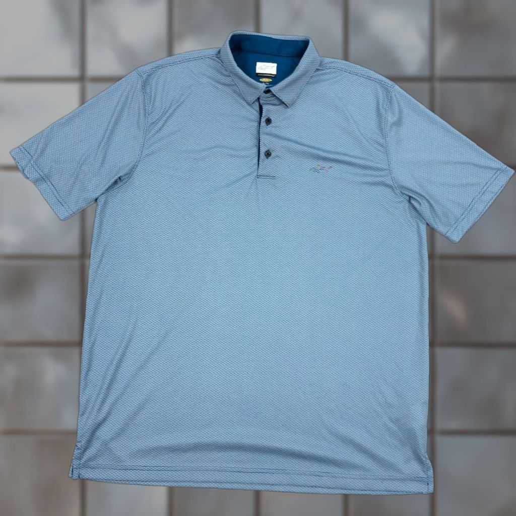 Vintage Greg Norman Polo Shirt Men XL Golf Performance Play Dry Shark Shirt Short Sleeve Blue Geometric UV Moisture Wicking Crown Sport Men’s XL Polo Size US XL / EU 56 / 4 - 1 Thumbnail