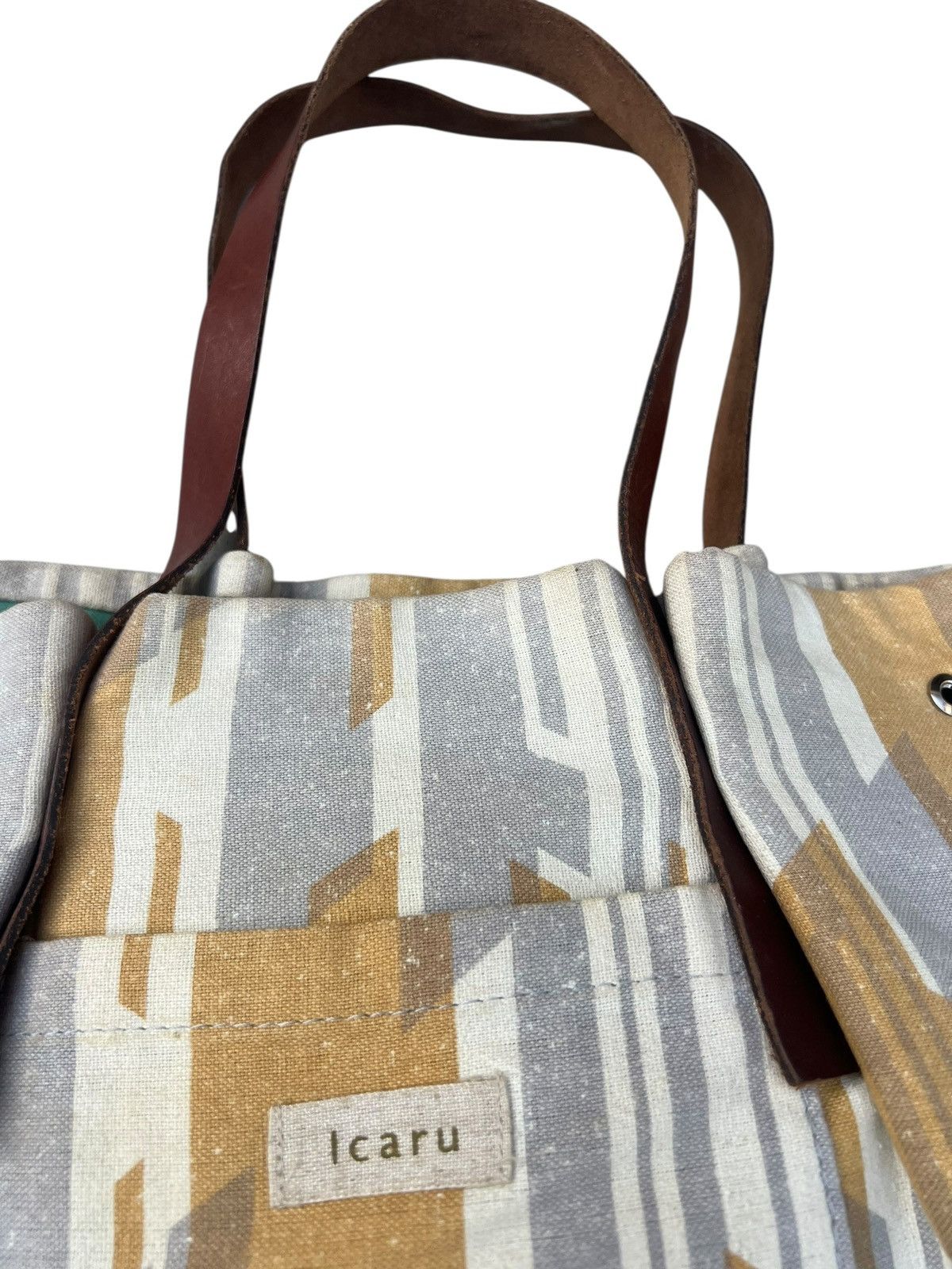Leather Vintage Icaru Japan Faded Distressed Patina Leather Tote Bag Size ONE SIZE - 14 Thumbnail