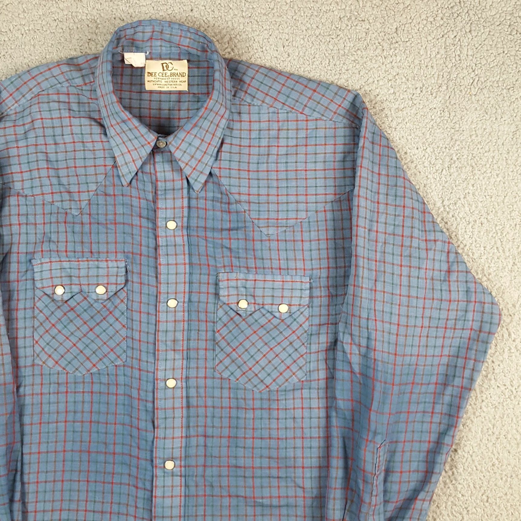 Vintage VINTAGE Dee Cee Faded Western Pearl Snap Size L Button-Up Cowboy Rockabilly Shirt Size US L / EU 52-54 / 3 - 4 Thumbnail