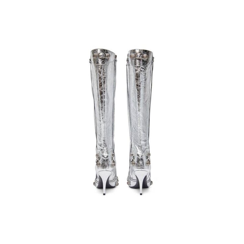 Balenciaga o1srvl11e0426 Cagole 90mm Boots Metallized in Silver Size US 8 / IT 38 - 4 Thumbnail