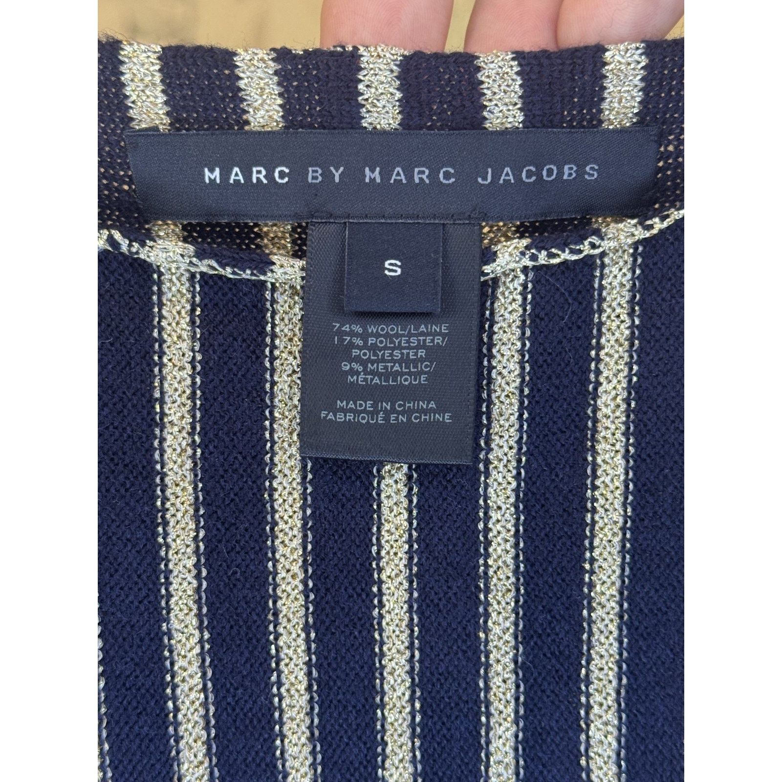 Marc by Marc Jacobs Marc Jacobs Dress Womens Small Gold Metallic Knit Wool Size S / US 4 / IT 40 - 3 Thumbnail