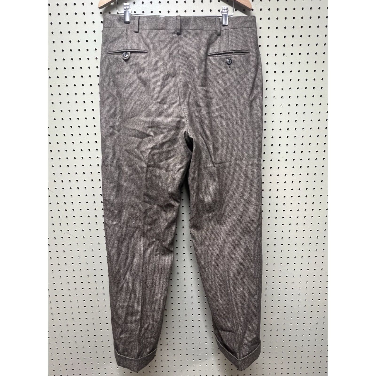 Polo Ralph Lauren VINTAGE Polo Ralph Lauren Mens Pleated Houndstooth Wool Pants 35x32 Cuffed Straight Dress Pants Brown 35 Regular Wool Mens Size US S / EU 44-46 / 1 - 2 Thumbnail