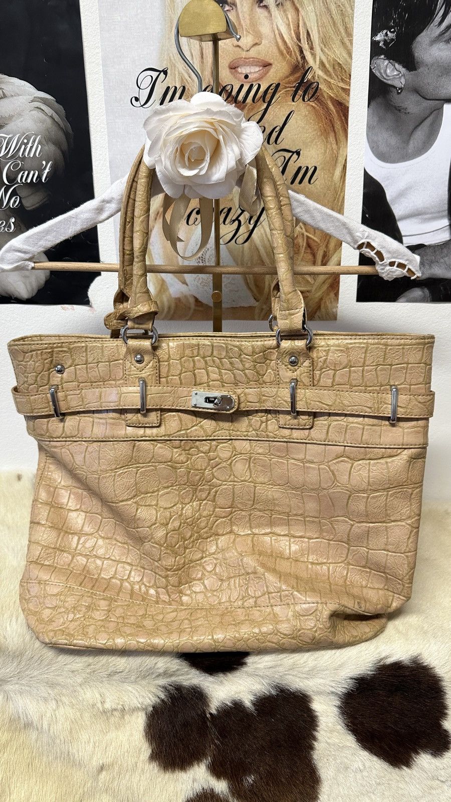 Vintage Vintage beige leather firkin shoulder tote bag Size ONE SIZE - 2 Thumbnail