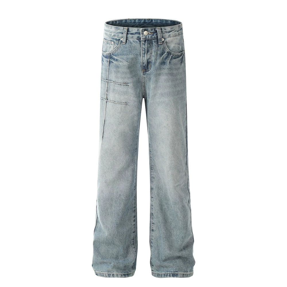 Men's washed punk street loose flared jeans