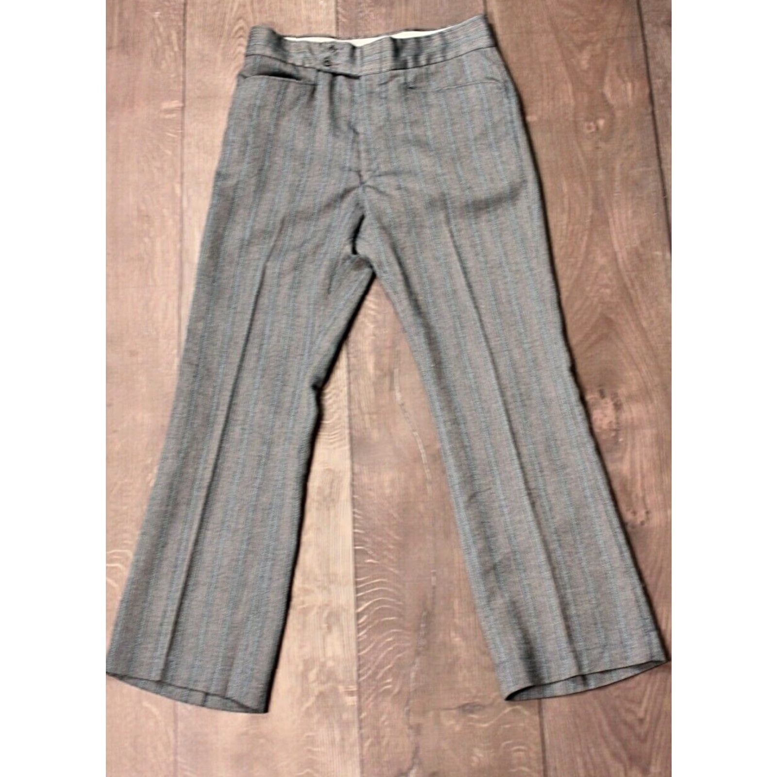 Levi's Levi's 1960s VTG Sta-Prest Grey Blue Striped Flare Pants Sz W32 Mens Size US 32 / EU 48 - 2 Thumbnail