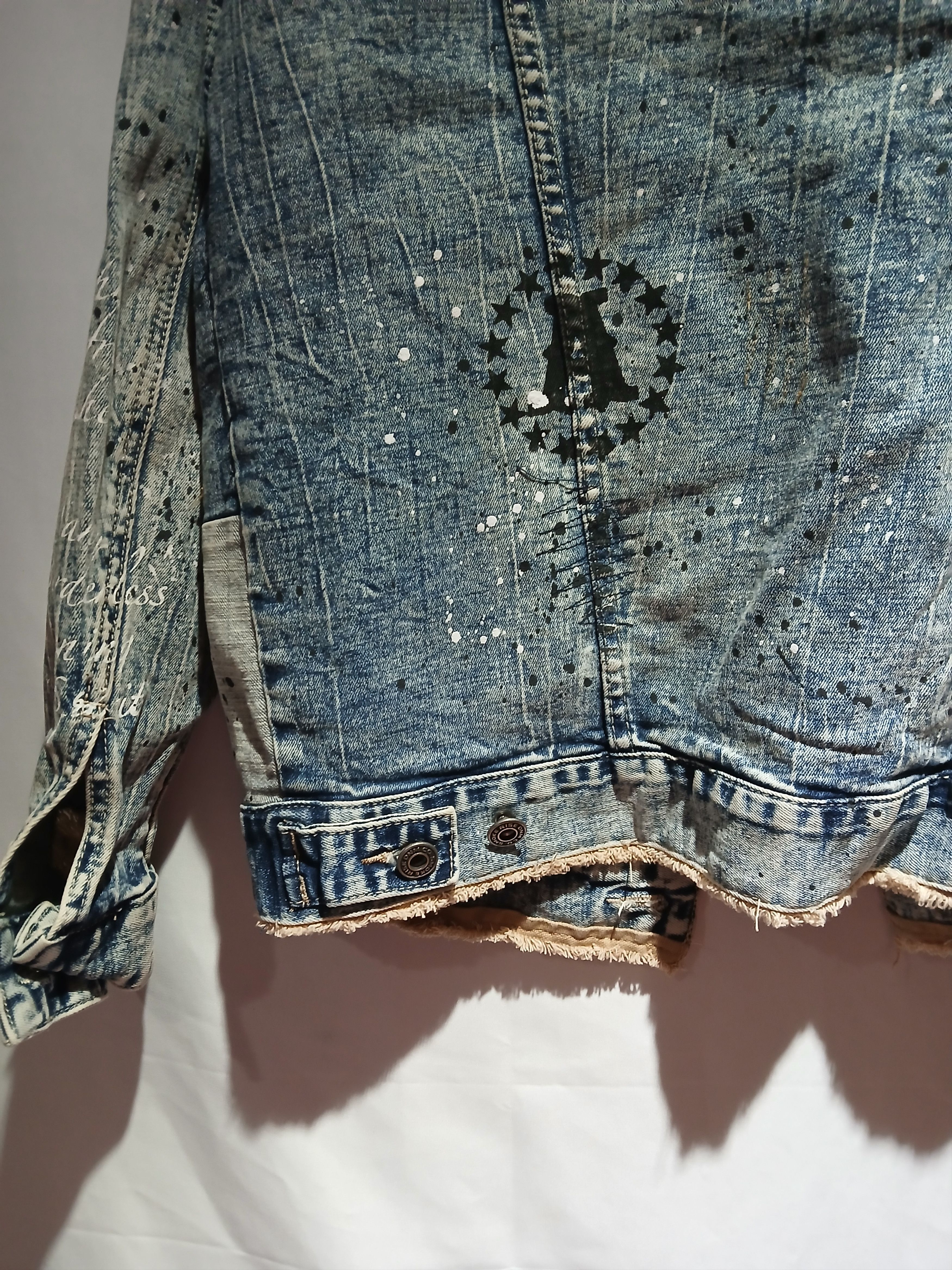 Smoke rise men's distressed denim jacket size medium