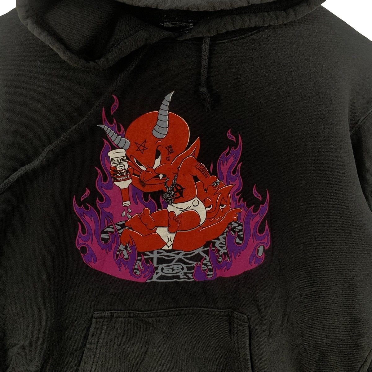 Anime Vintage DEMON FLAME AMINE Graphic Hoodie Streetwear Size US XL / EU 56 / 4 - 7 Thumbnail