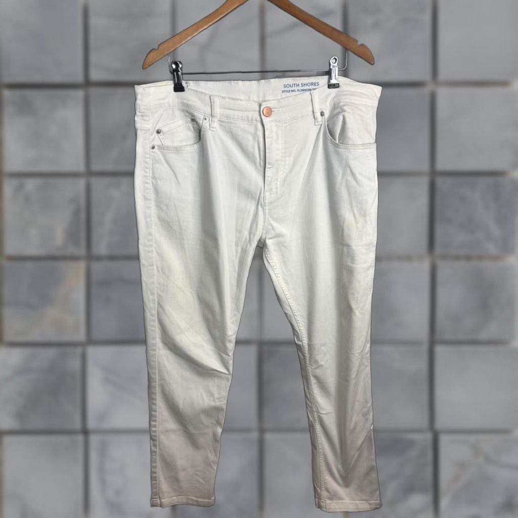 Denime Mugsy Jeans Mens 38x32 White Stretch Straight Denim Pants FLX8NOW Size US 38 / EU 54 - 1 Thumbnail