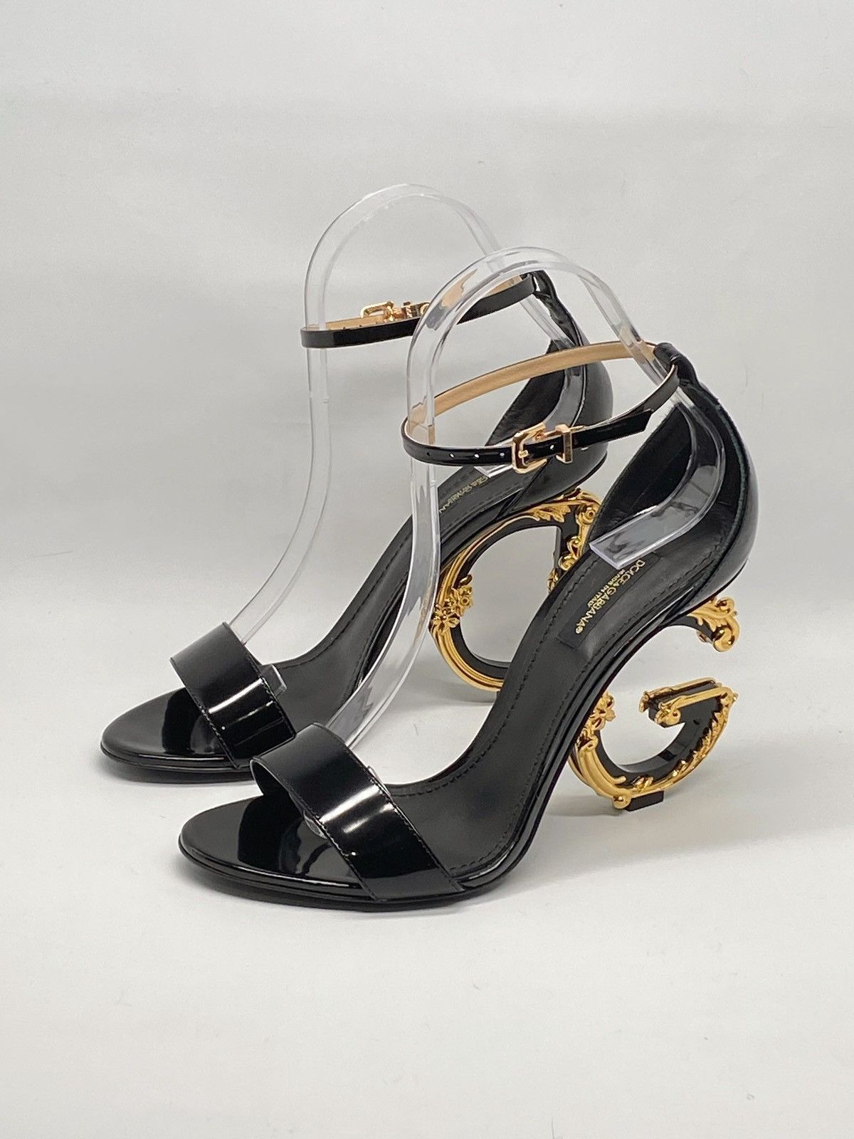 Dolce & Gabbana Dolce&Gabbana Sculpted-Heel DG Leather Sandals size 37 Size US 7 / IT 37 - 4 Thumbnail