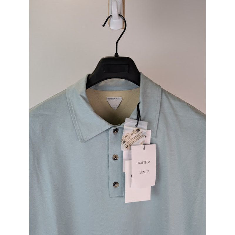 Bottega Veneta o1rshd1 Double Layer Light Cotton Polo Shirt in Stone Blue Size US S / EU 44-46 / 1 - 7 Thumbnail