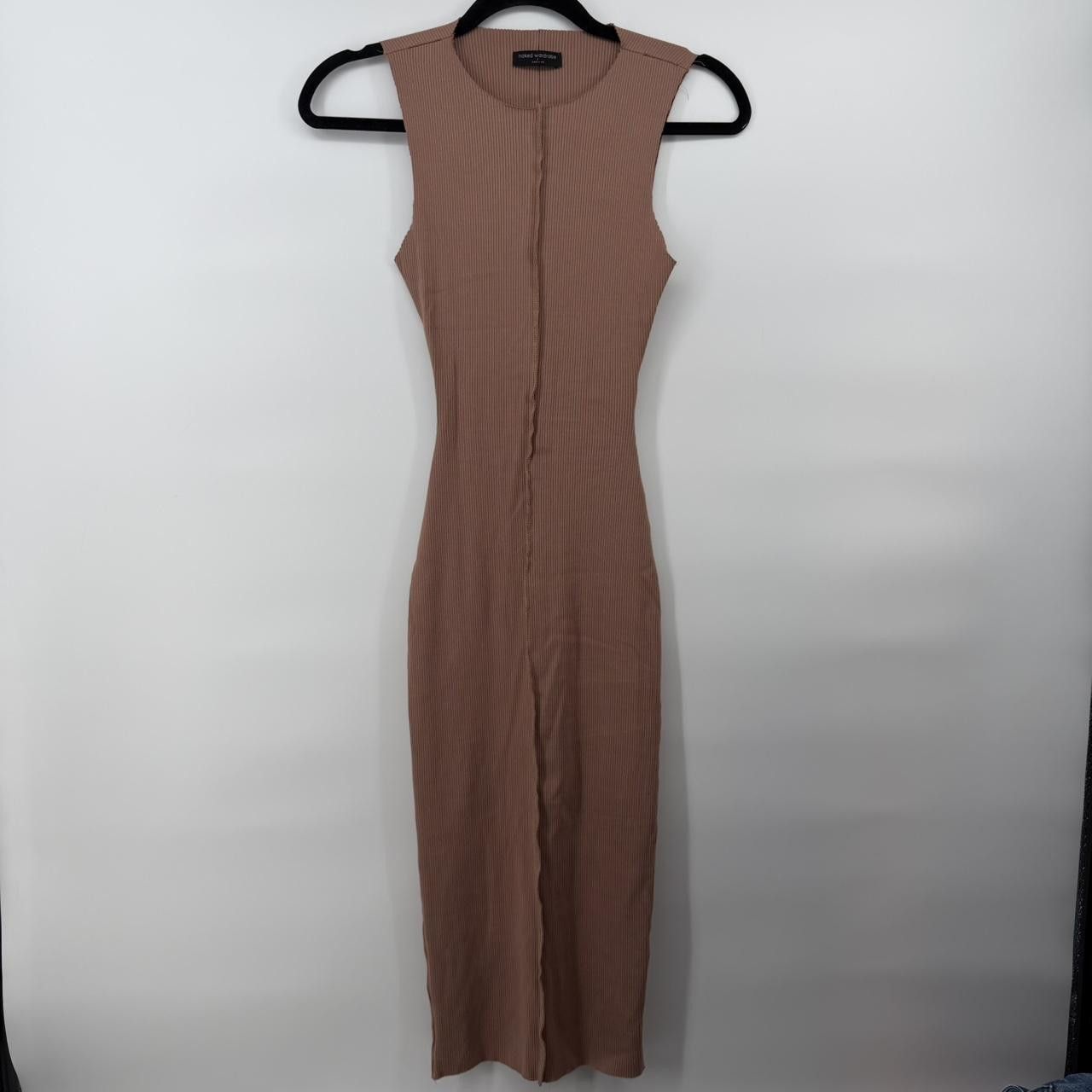 Other Naked Wardrobe Body con Midi Taupe Tan Ribbed Dress Small Size S / US 4 / IT 40 - 1 Thumbnail