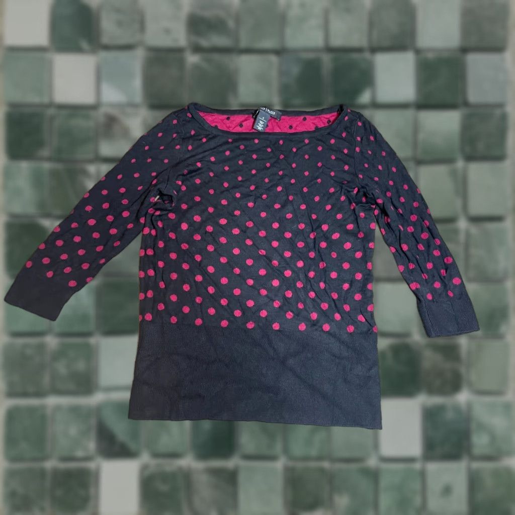 White House Black Market White House Black Market Sweater Womens Small Black Polka Dots Long Sleeve Knit Size S / US 4 / IT 40 - 1 Thumbnail
