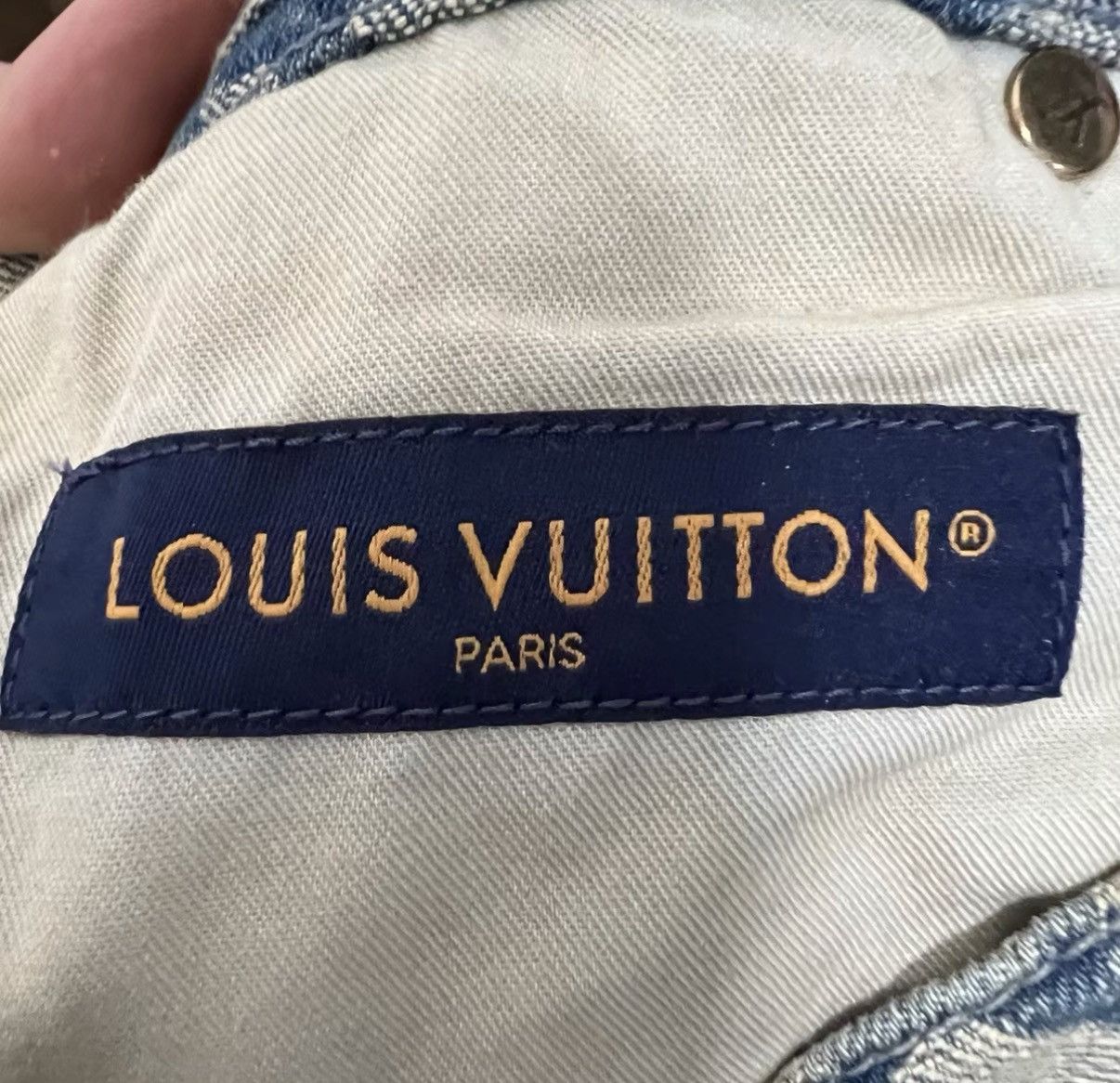 Louis Vuitton Louis Vuitton × Nigo Geometric Print Denim Pants J41 Size 29" - 3 Thumbnail