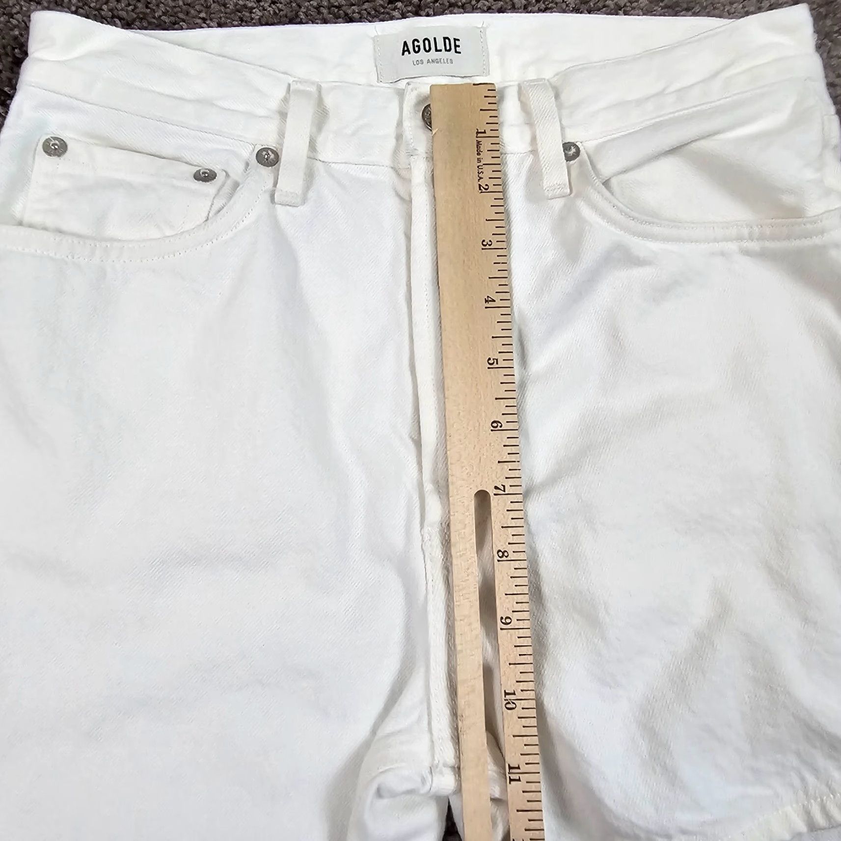 Agolde AGOLDE Jeans Women's 25 White Straight Cotton Denim Made in USA 26x31 Size 42" / US 20 - 5 Thumbnail