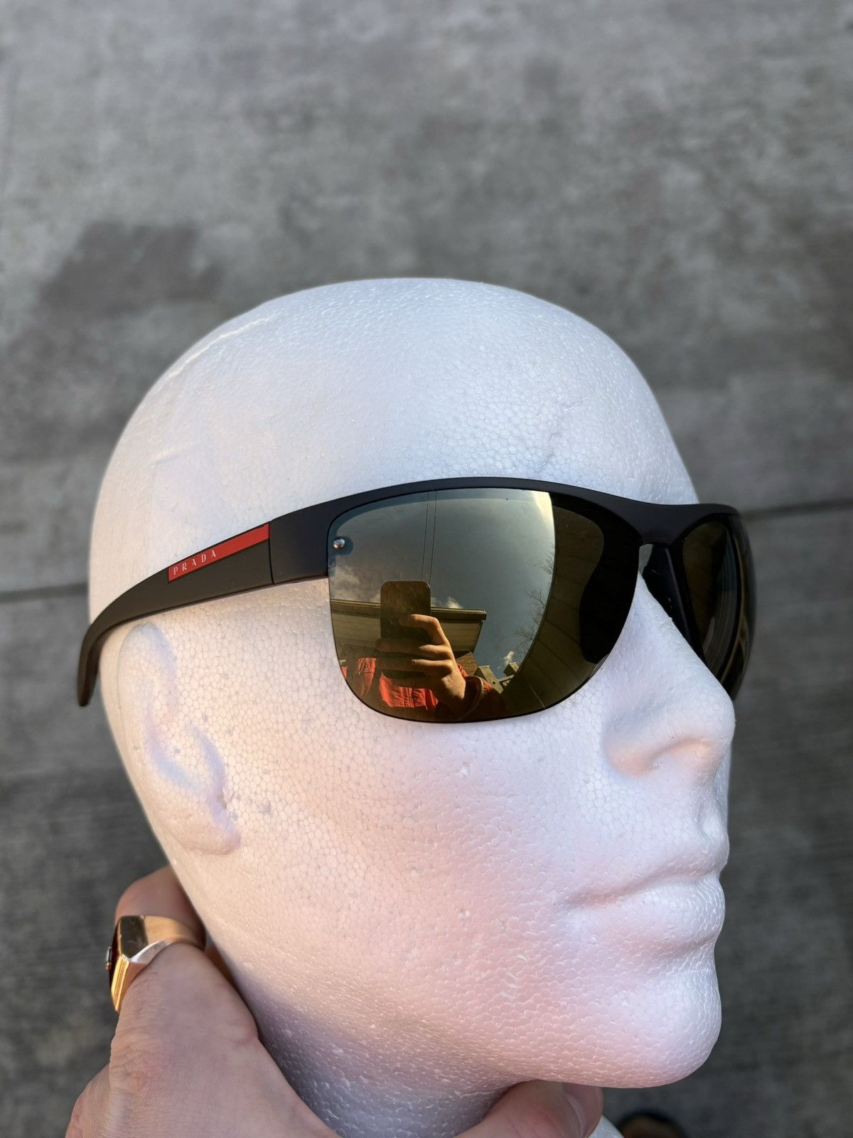 Prada × Vintage 2000s Prada Sunglasses Linea Rossa Sport Half Rin SPS 17U Y2 Size ONE SIZE - 4 Thumbnail