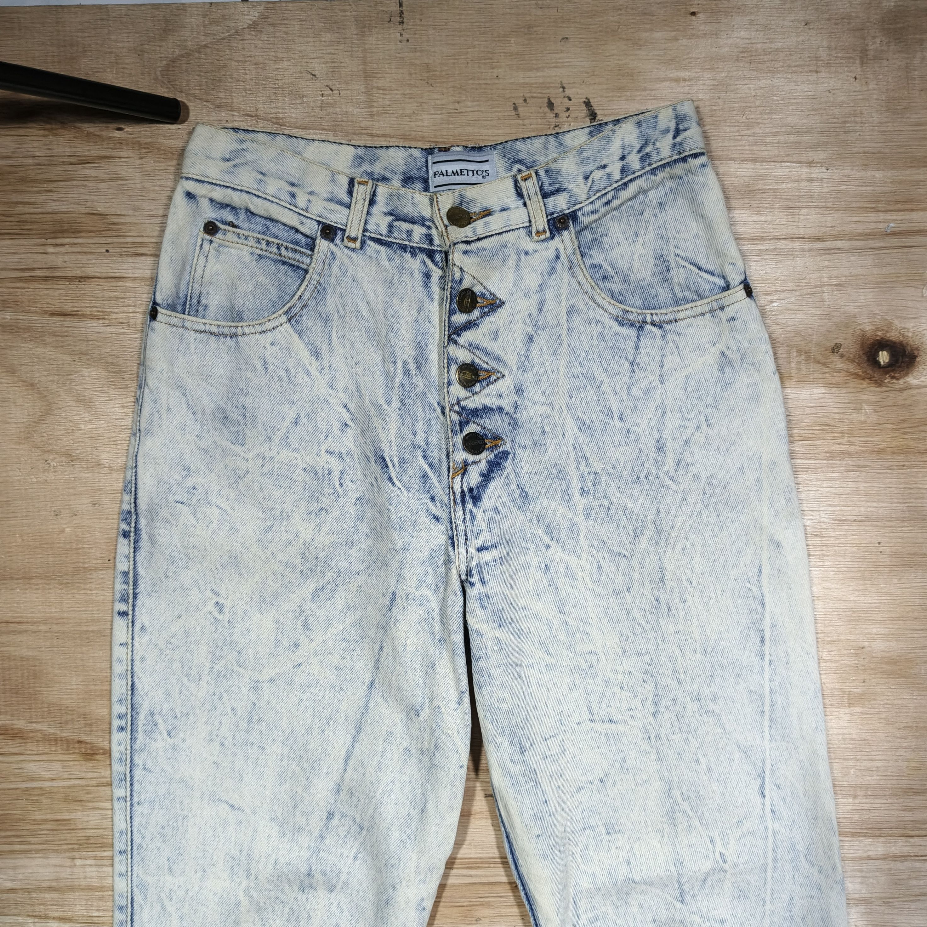 Vintage PALMETTO'S High Waisted Acid Wash Button Fly Mom Jeans Size 29" - 2 Thumbnail