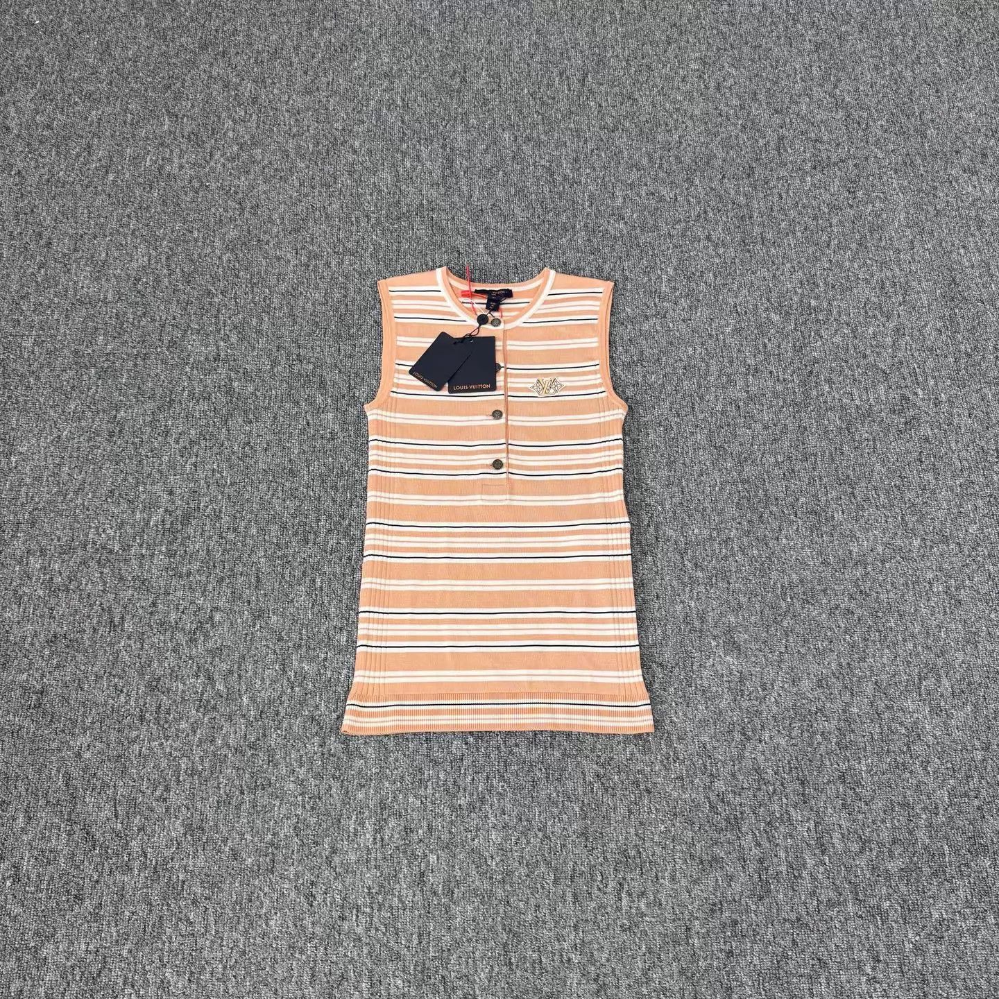 Louis Vuitton LV Orange Striped Print Mulberry Silk Sleeveless Tank XS Size XS / US 0-2 / IT 36-38 - 1 Thumbnail