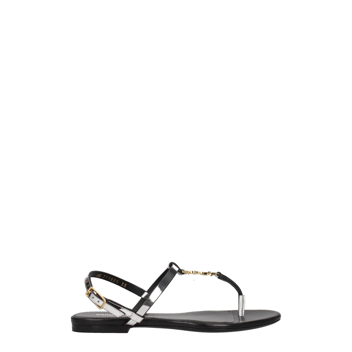 Saint Laurent Paris ob1o1e1124 Leather Flip Flops in Silver Size US 5 / IT 35 - 1 Thumbnail
