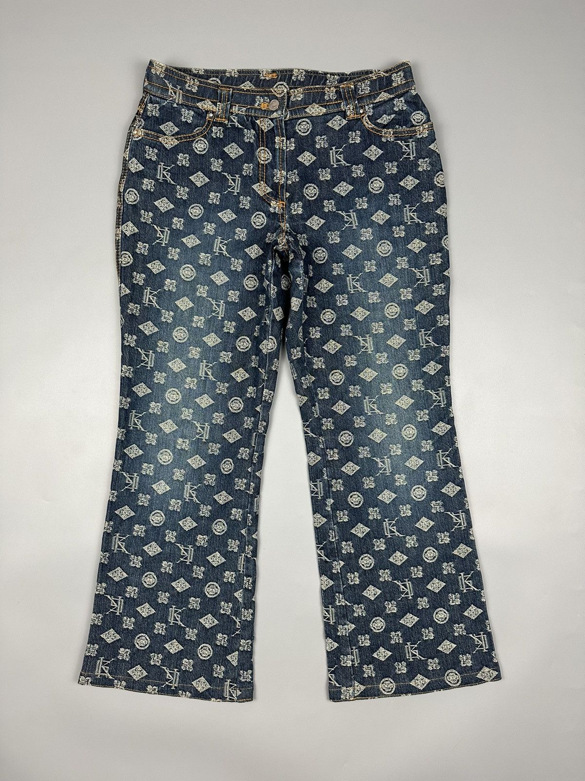If Six Was Nine × Le Grande Bleu (L.G.B.) 🔥Rare🔥Vintage Japanese Monogram Flared Jeans Size 30" / US 8 / IT 44 - 1 Thumbnail