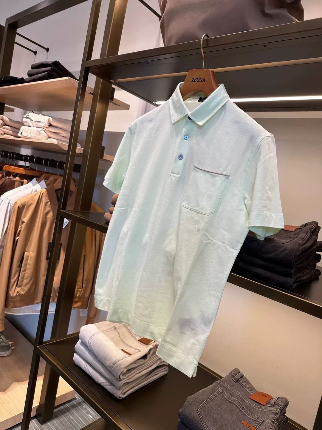 Ermenegildo Zegna Zegna Men's Light Green Polo Size US M / EU 48-50 / 2 - 3 Thumbnail