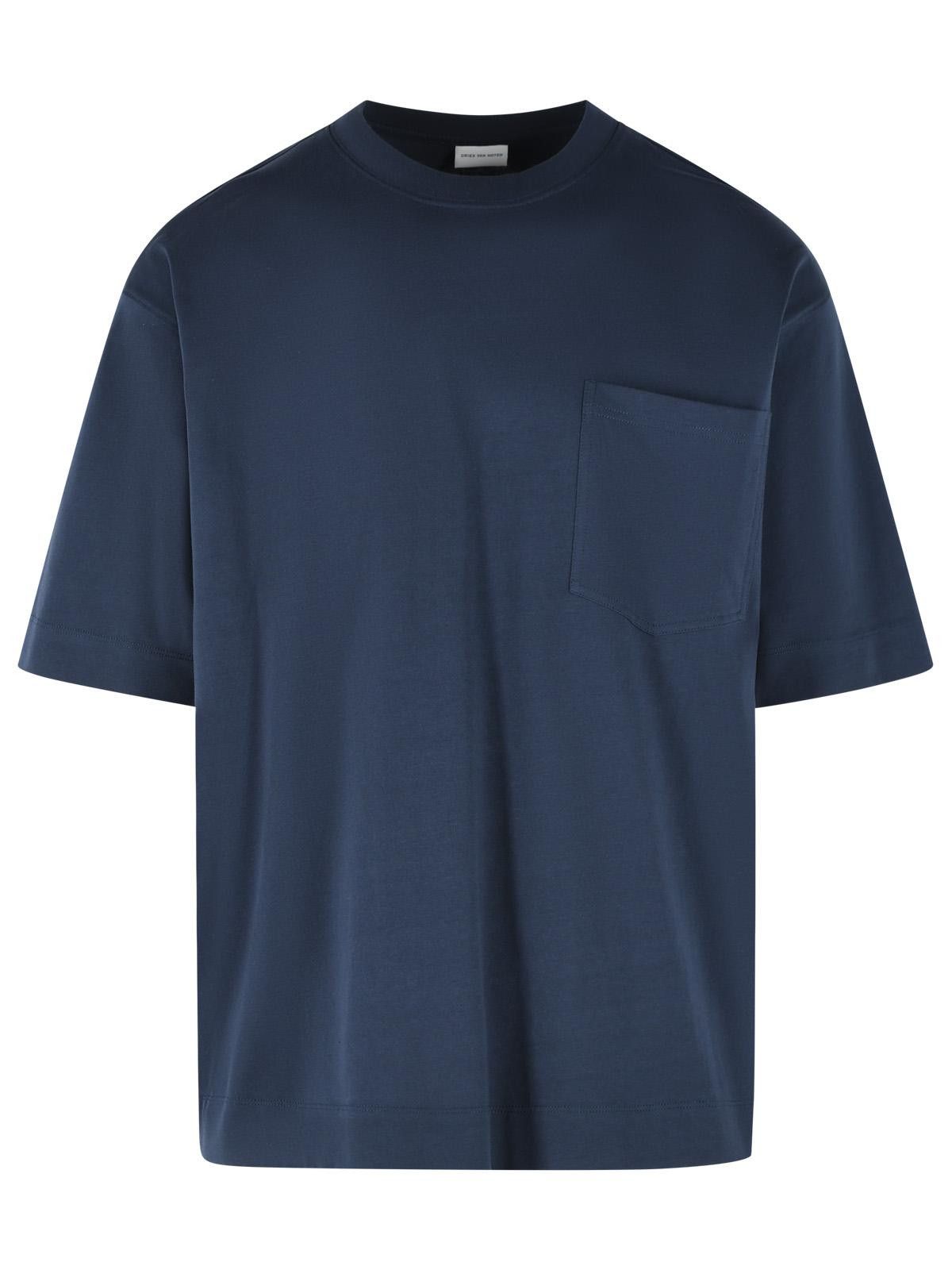 Dries Van Noten DRIES VAN NOTEN 'Heso' Navy Cotton T-Shirt Size US L / EU 52-54 / 3 - 1 Thumbnail