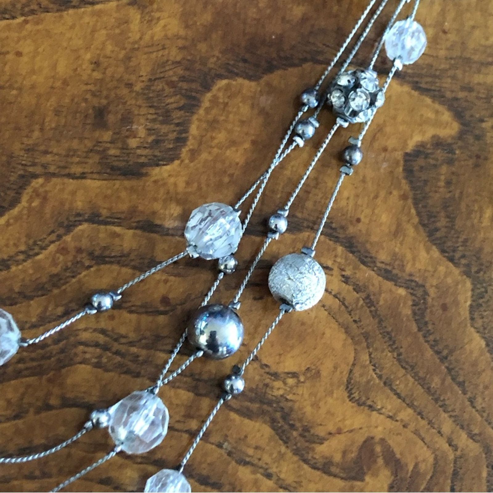 Jewelry NY&Co quad strand silver beaded chain necklace Size ONE SIZE - 8 Thumbnail
