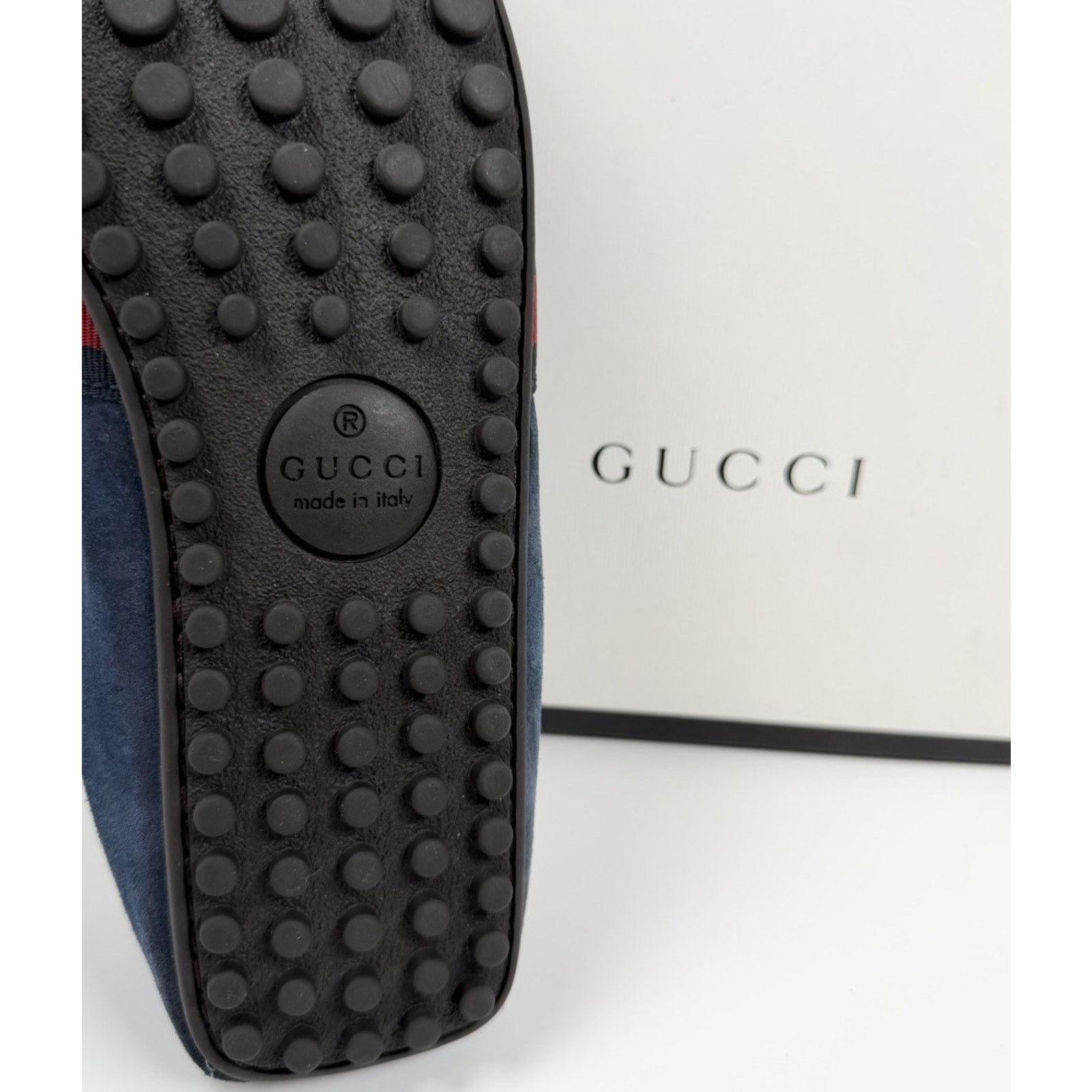 Gucci Size 9US - Gucci Blue Suede Web Accent Loafers Size US 9 / EU 42 - 7 Thumbnail