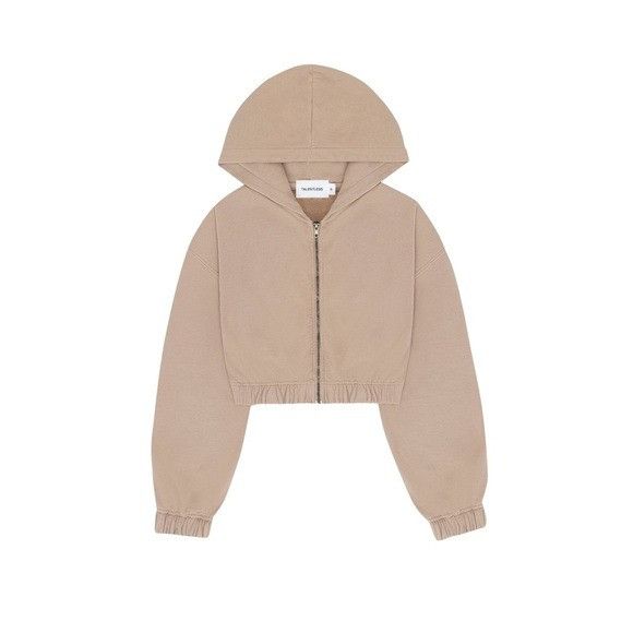 Designer × Talentless NEW TALENTLESS BEIGE CROP FULL ZIP HOODIE JACKET SZ SMALL S Size S / US 4 / IT 40 - 7 Thumbnail
