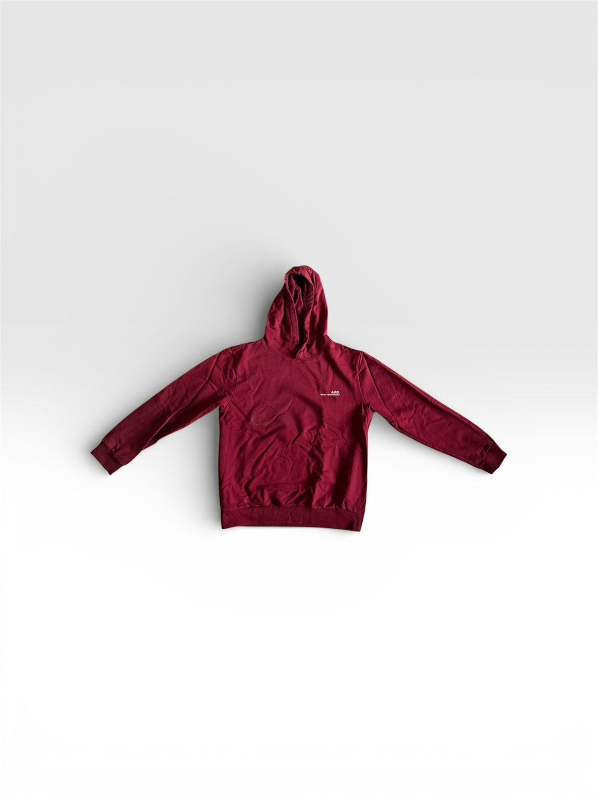 A.P.C Men's Cotton Logo Hoodie XL - Maroon/Burgundy