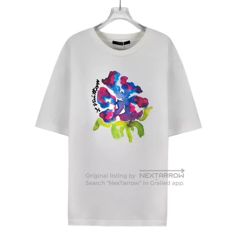 Louis Vuitton Louis Vuitton 22 White Watercolor Floral Print Crew Neck S Size US XXL / EU 58 / 5 - 1 Thumbnail