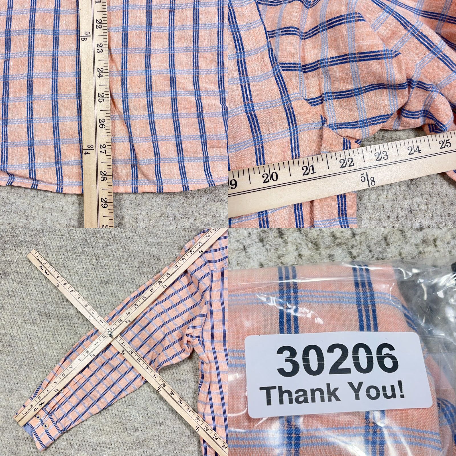 Tommy Bahama Tommy Bahama Shirt Men Large Orange Plaid Linen Button Up Island Modern Fit Size US L / EU 52-54 / 3 - 8 Thumbnail