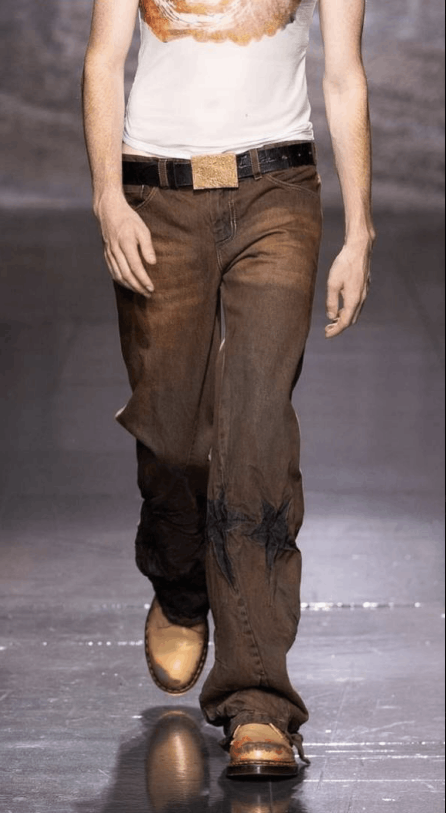 SSENSE Masha Popova RUNWAY Washed Brown Boyfriend Rust Jeans Size US 31 - 1 Thumbnail