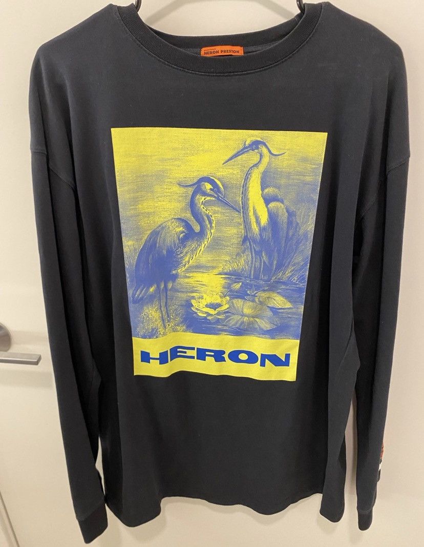 Heron Preston Heron Preston Iconic Bird Stork Audubon Long Sleeve Tee Size US S / EU 44-46 / 1 - 1 Thumbnail