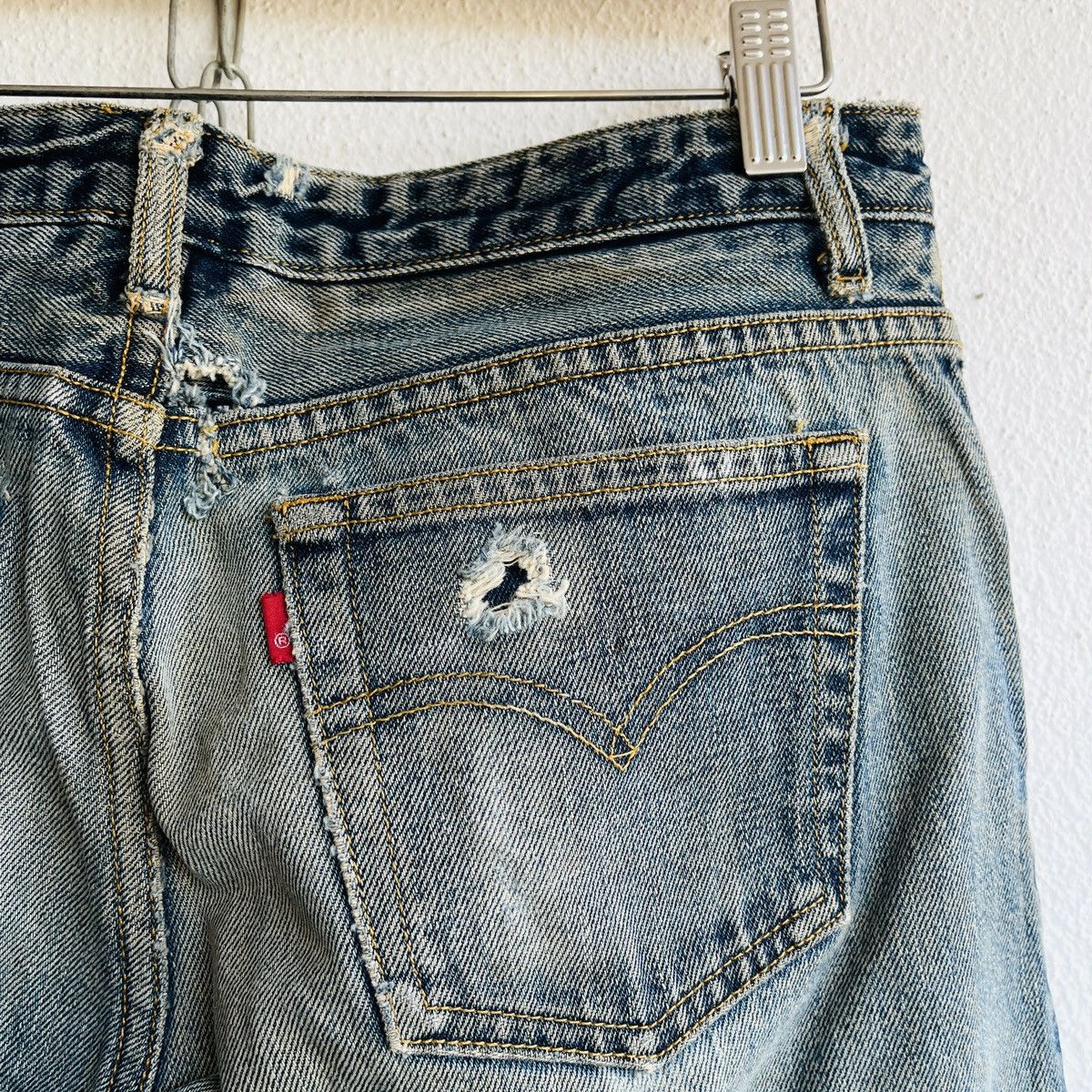Levi's Vintage Levi's R Tag Distresse Selvedge Jeans Talon Zipper Size US 31 - 14 Thumbnail