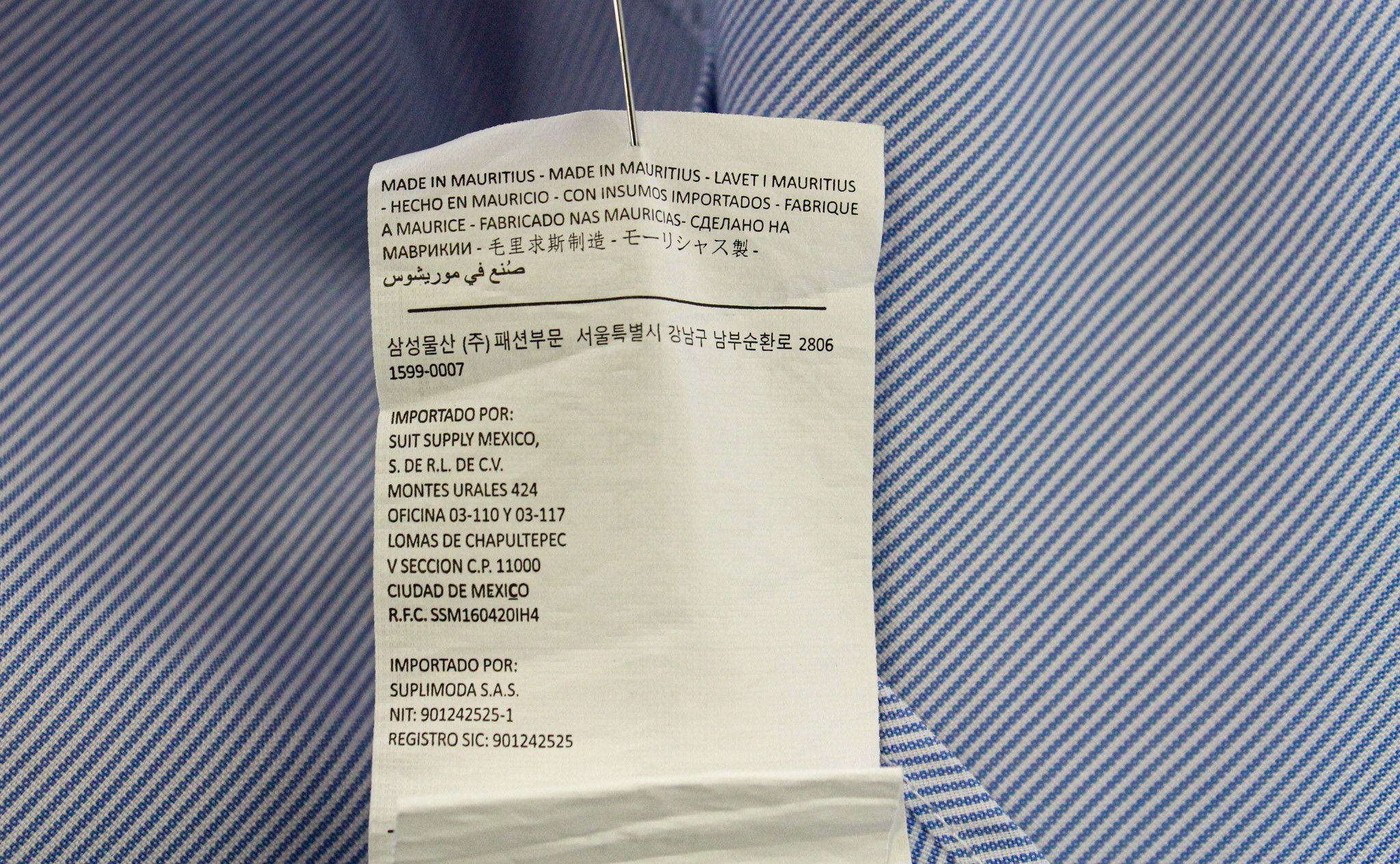 Suitsupply 40/15 3/4 Extra Slim Blue Cotton Shirt 73697 Size US M / EU 48-50 / 2 - 7 Thumbnail