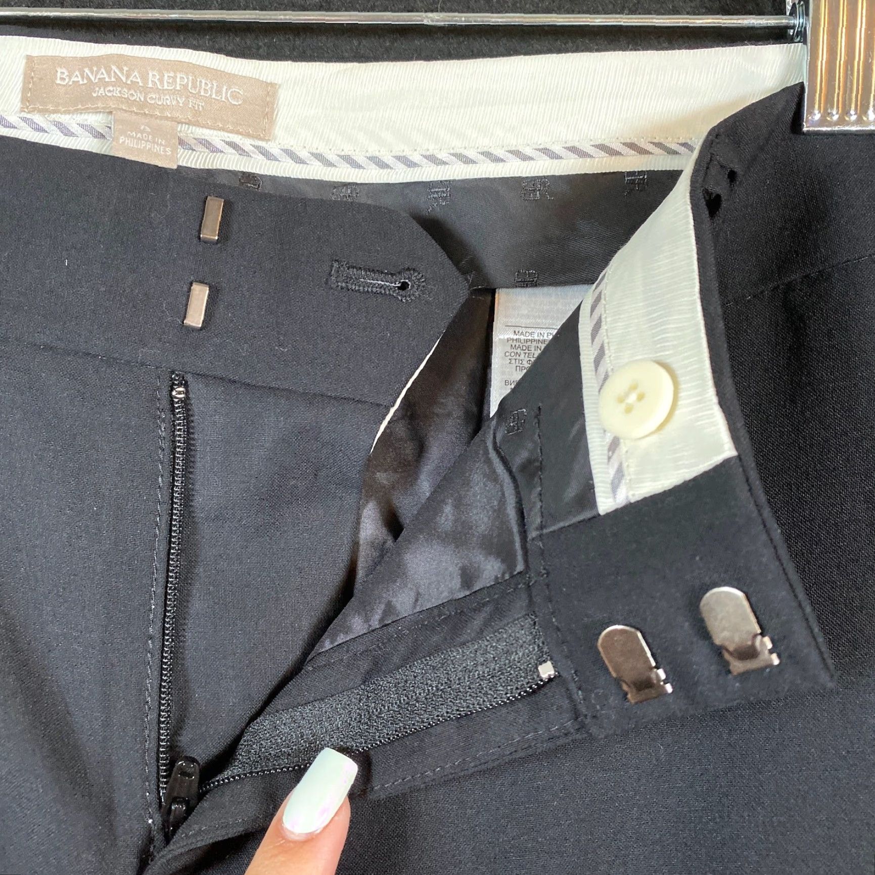 Banana Republic VINTAGE Banana Republic Womens Pants Black Jackson Curvy Fit Wool Blend Lined Stretch 8 Size 24" / US 00 / IT 34 - 4 Thumbnail