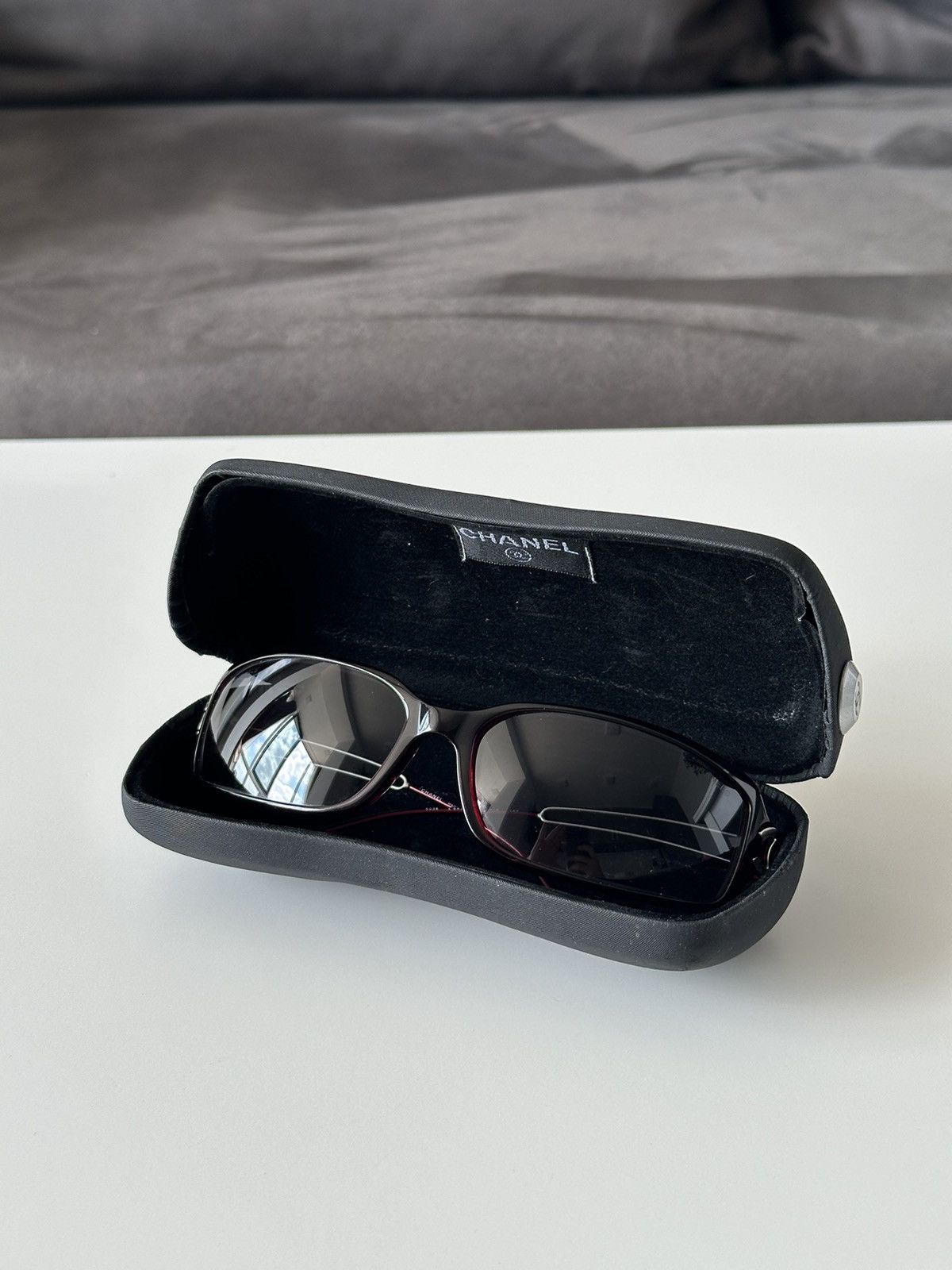 Vintage CHANEL Burgundy Rectangular Blue Leans Sunglasses 5038 Y2K Size ONE SIZE - 15 Thumbnail