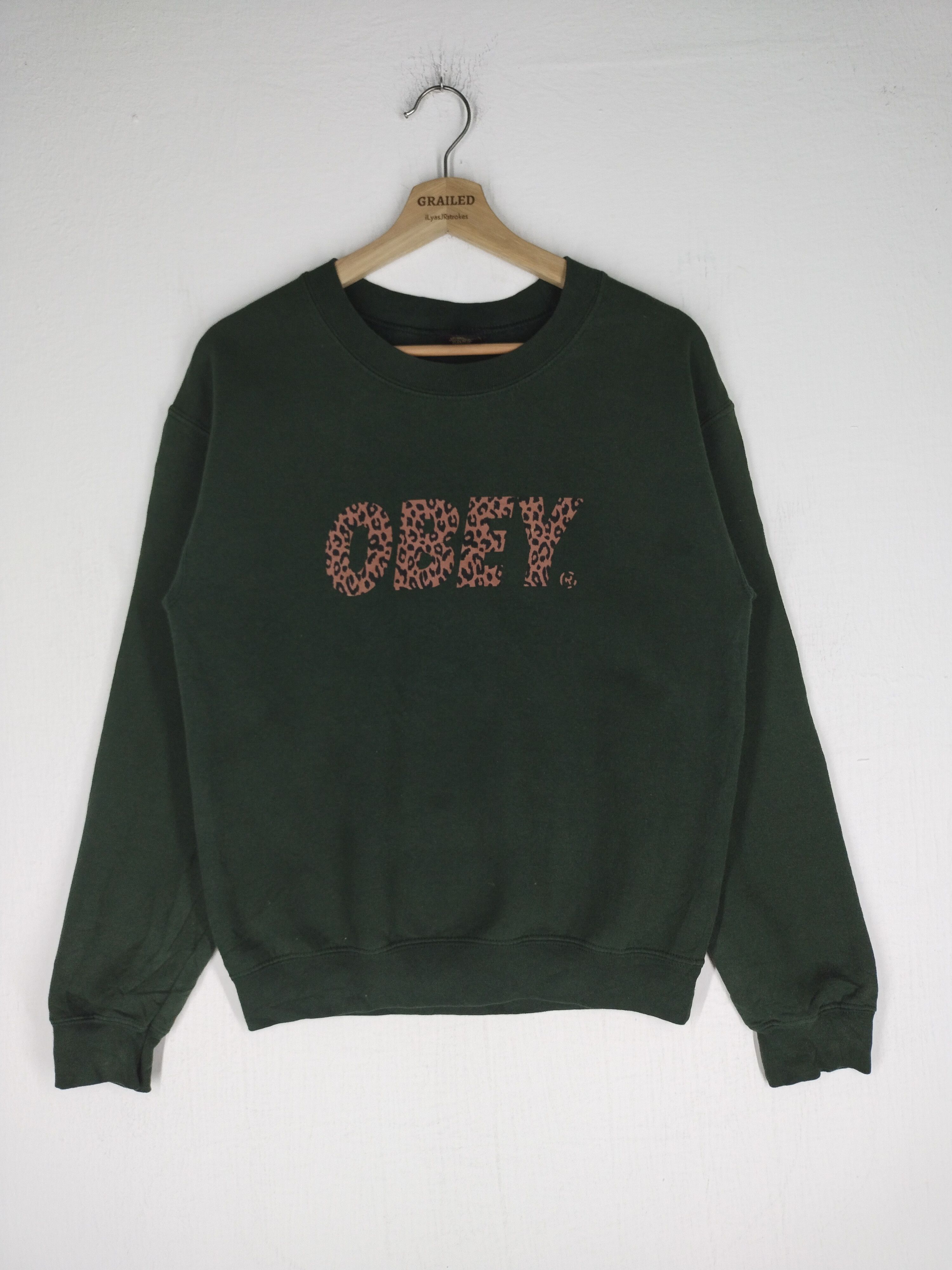 Obey × Vintage Vtg 90's Obey Box Logo Green Sweatshirt Size US S / EU 44-46 / 1 - 1 Thumbnail