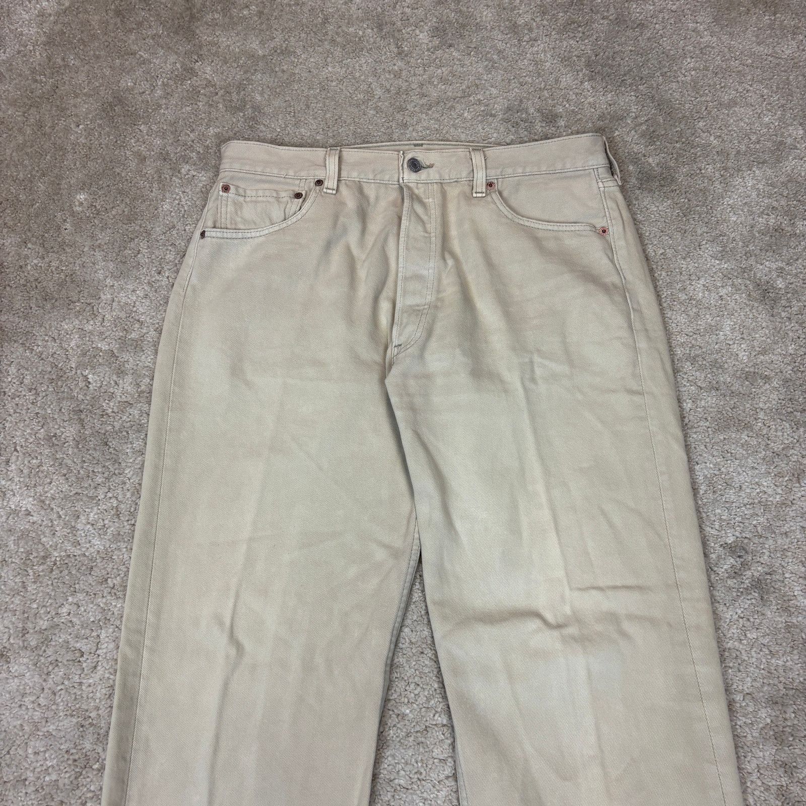 Levi's × Vintage Vintage 90s Levi's 501 Straight Leg Beige Denim Jeans 36x30 Size US 36 / EU 52 - 2 Thumbnail